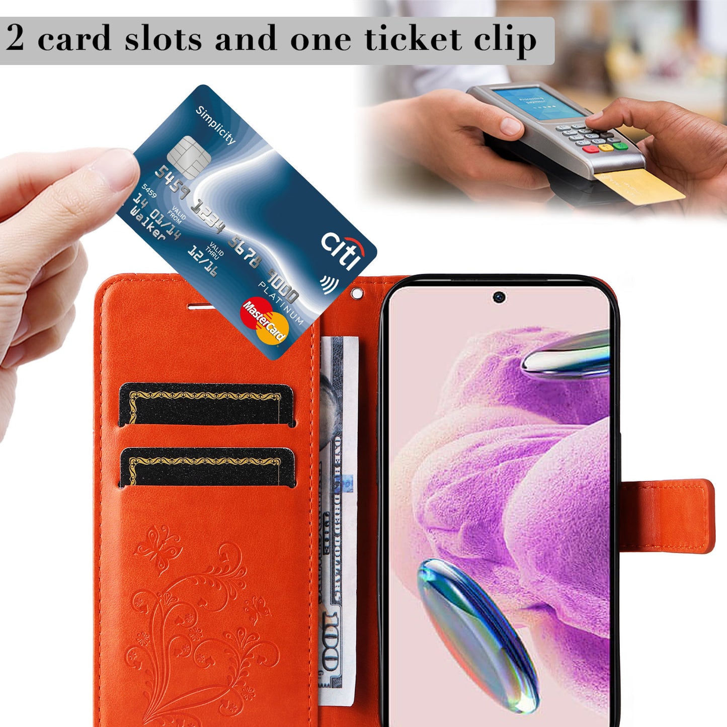 KT Imprinting Flower Series-2 For Xiaomi Redmi Note 12S 4G / Note 11 4G (Qualcomm) / Note 11S 4G Cellphone Leather Case Butterfly Imprint Wallet Stand Cover