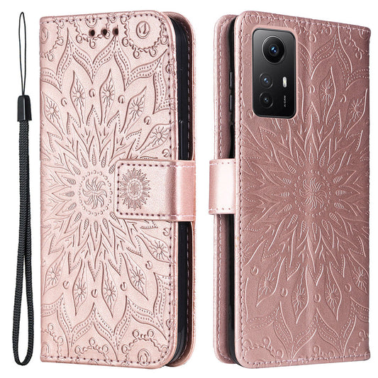 For Xiaomi Redmi Note 12S 4G / Note 11 4G (Qualcomm) / Note 11S 4G KT Imprinting Flower Series-1 PU Leather Stand Wallet Cover Anti-fall Phone Case with Strap