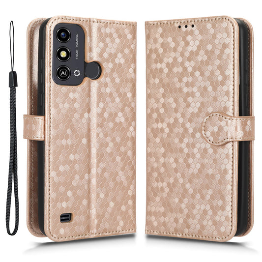 Phone Case for ZTE Blade A53 , Wallet Stand Dot Imprinted Anti-Scratch PU Leather Phone Cover