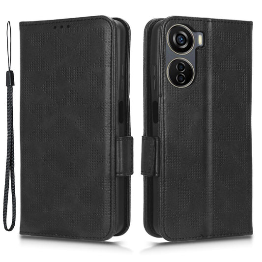 Phone Cover for ZTE Axon 40 Lite Imprinted Triangle Stand Shell PU Leather Wallet Case