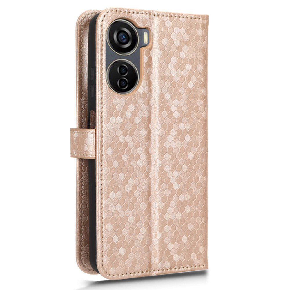 Drop-proof Case for ZTE Axon 40 Lite , Dot Imprinted PU Leather Wallet Stand Phone Cover