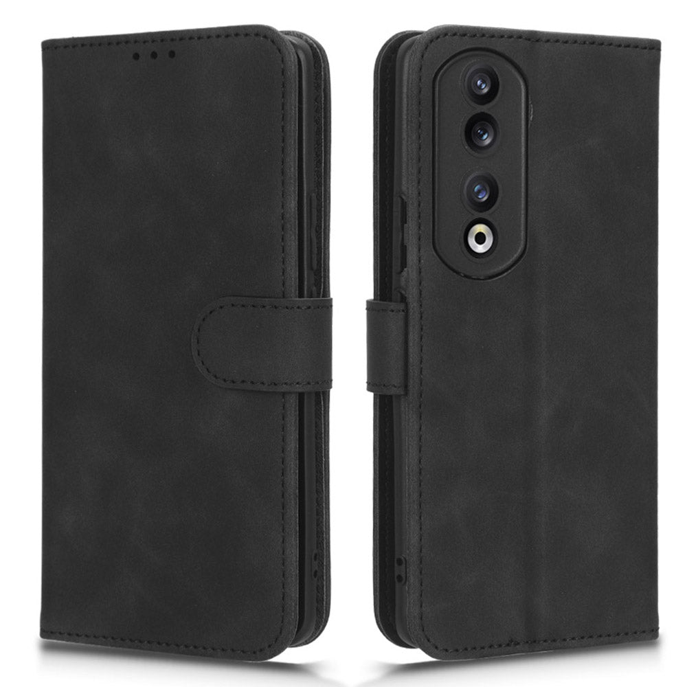 For Honor 90 Skin-touch Feeling PU Leather Phone Shell Wallet Cover Folding Stand Flip Phone Case
