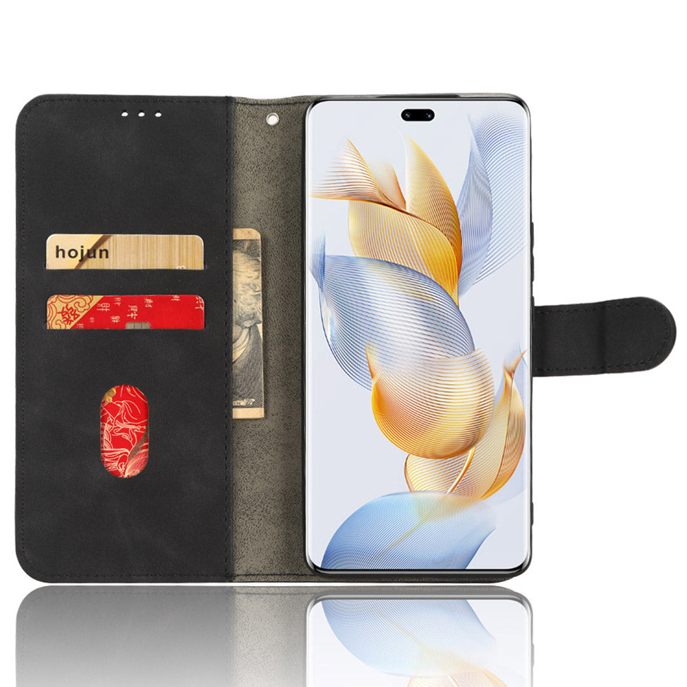 For Honor 90 Skin-touch Feeling PU Leather Phone Shell Wallet Cover Folding Stand Flip Phone Case