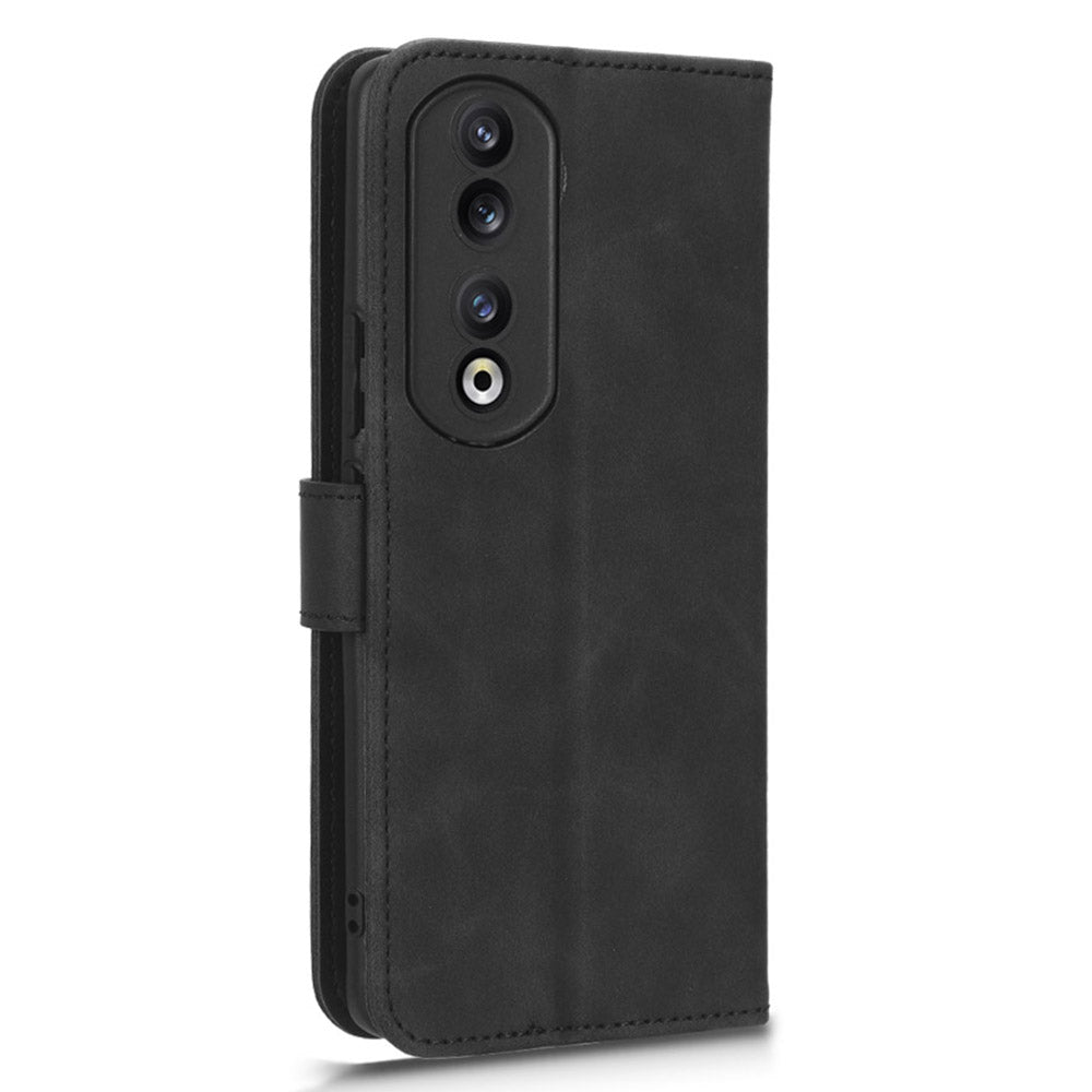 For Honor 90 Skin-touch Feeling PU Leather Phone Shell Wallet Cover Folding Stand Flip Phone Case