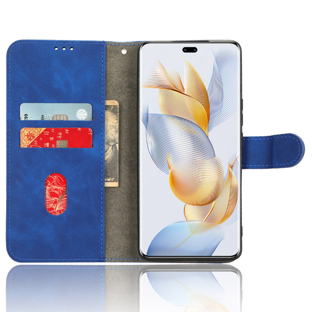 For Honor 90 Skin-touch Feeling PU Leather Phone Shell Wallet Cover Folding Stand Flip Phone Case