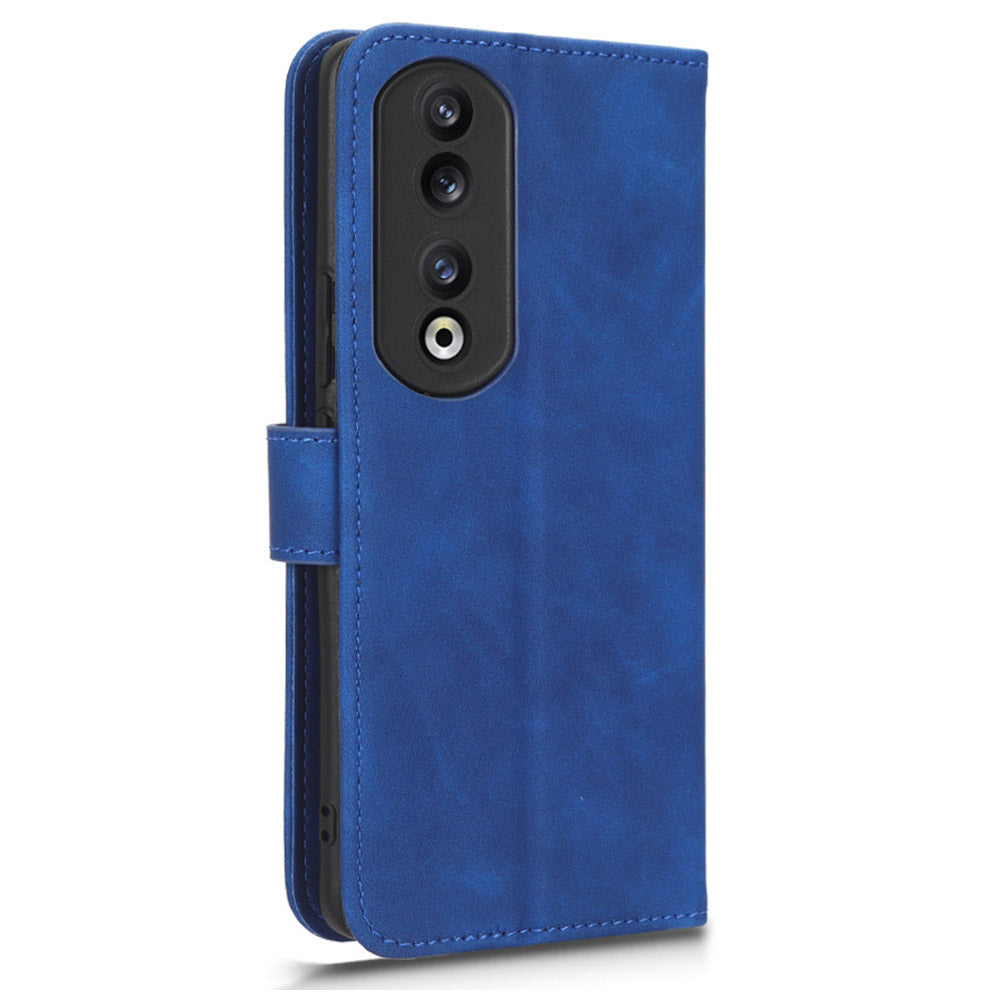 For Honor 90 Skin-touch Feeling PU Leather Phone Shell Wallet Cover Folding Stand Flip Phone Case