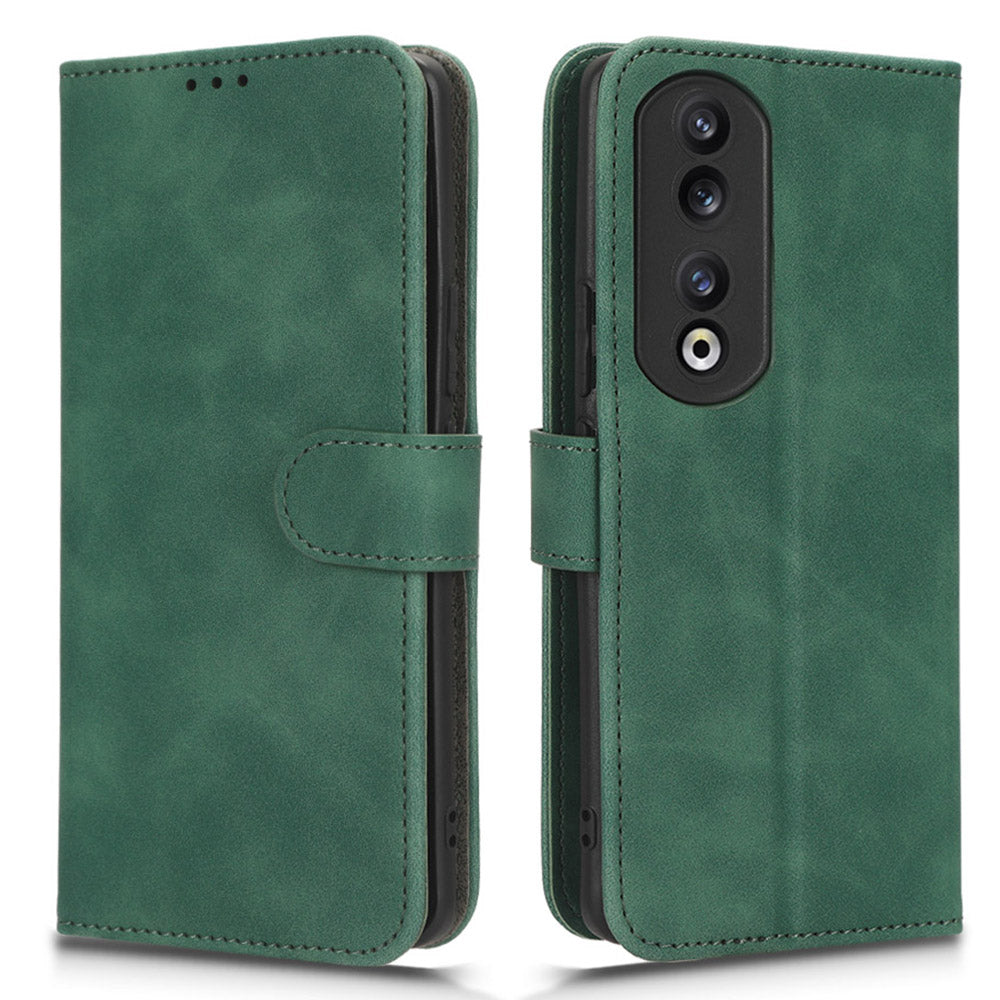 For Honor 90 Skin-touch Feeling PU Leather Phone Shell Wallet Cover Folding Stand Flip Phone Case