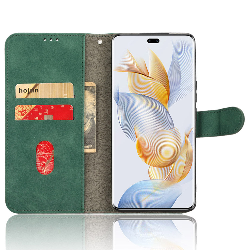 For Honor 90 Skin-touch Feeling PU Leather Phone Shell Wallet Cover Folding Stand Flip Phone Case