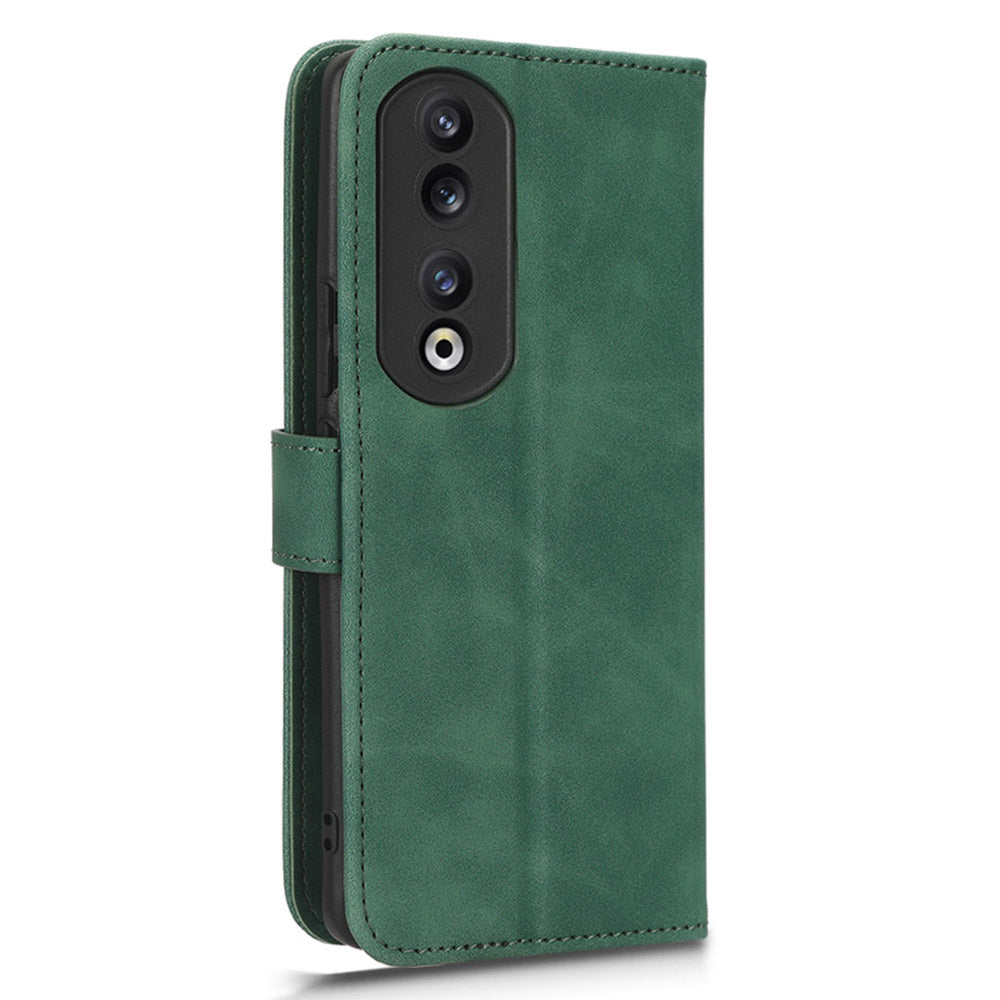 For Honor 90 Skin-touch Feeling PU Leather Phone Shell Wallet Cover Folding Stand Flip Phone Case