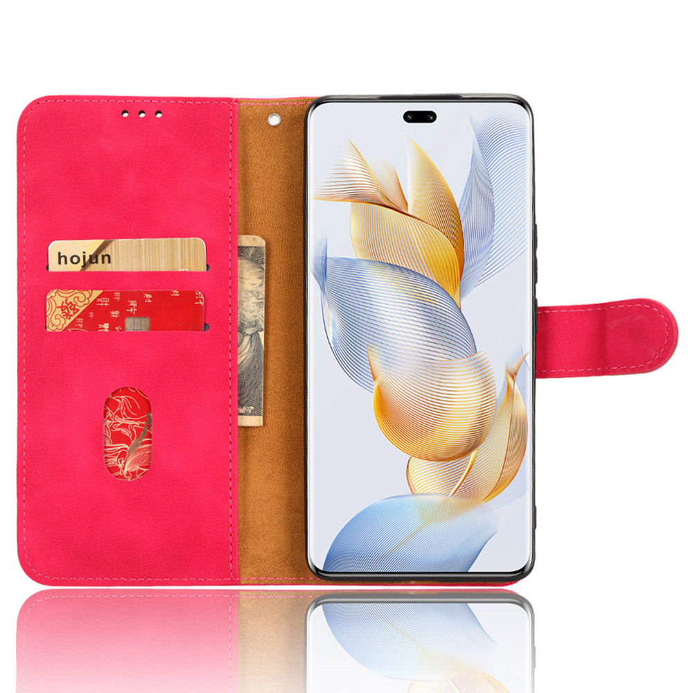 For Honor 90 Skin-touch Feeling PU Leather Phone Shell Wallet Cover Folding Stand Flip Phone Case