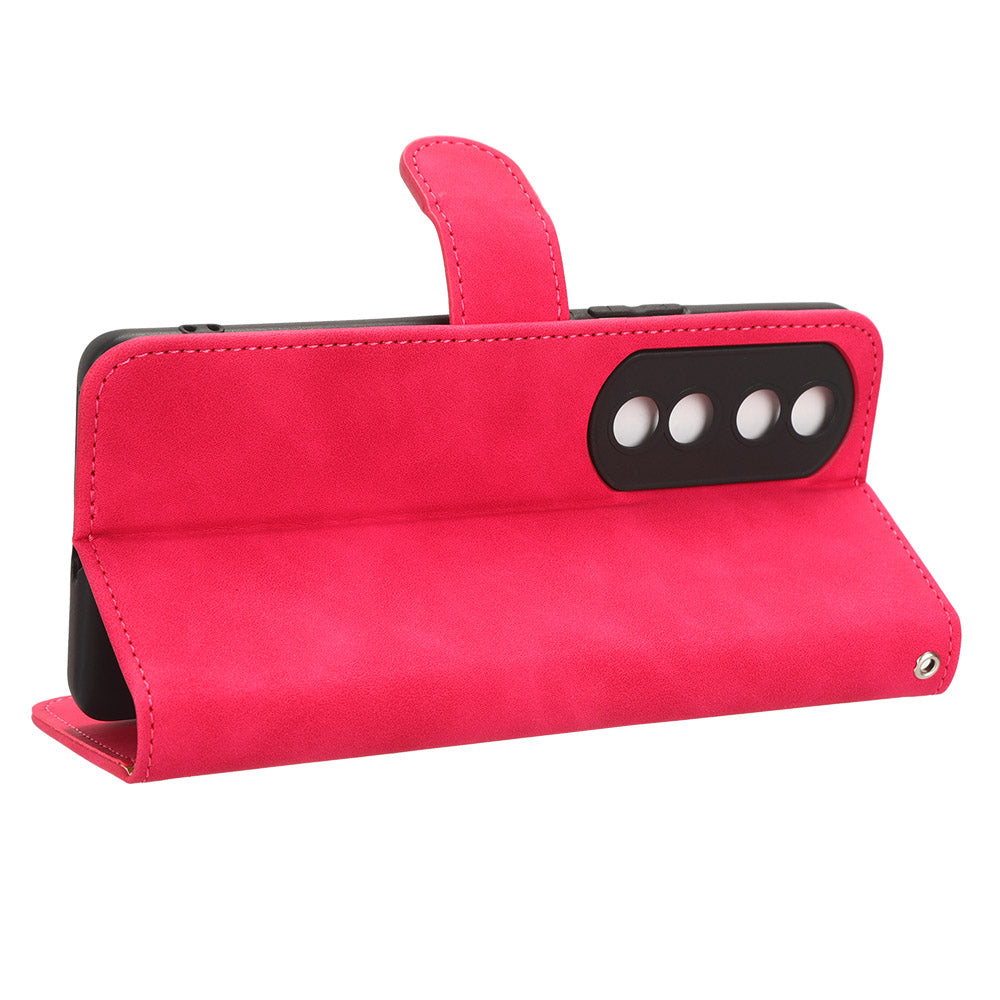 For Honor 90 Skin-touch Feeling PU Leather Phone Shell Wallet Cover Folding Stand Flip Phone Case