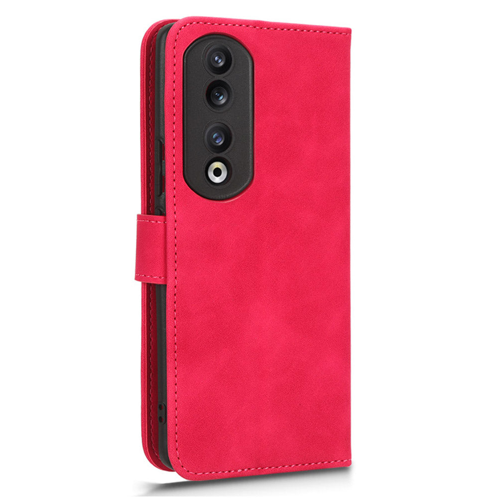For Honor 90 Skin-touch Feeling PU Leather Phone Shell Wallet Cover Folding Stand Flip Phone Case