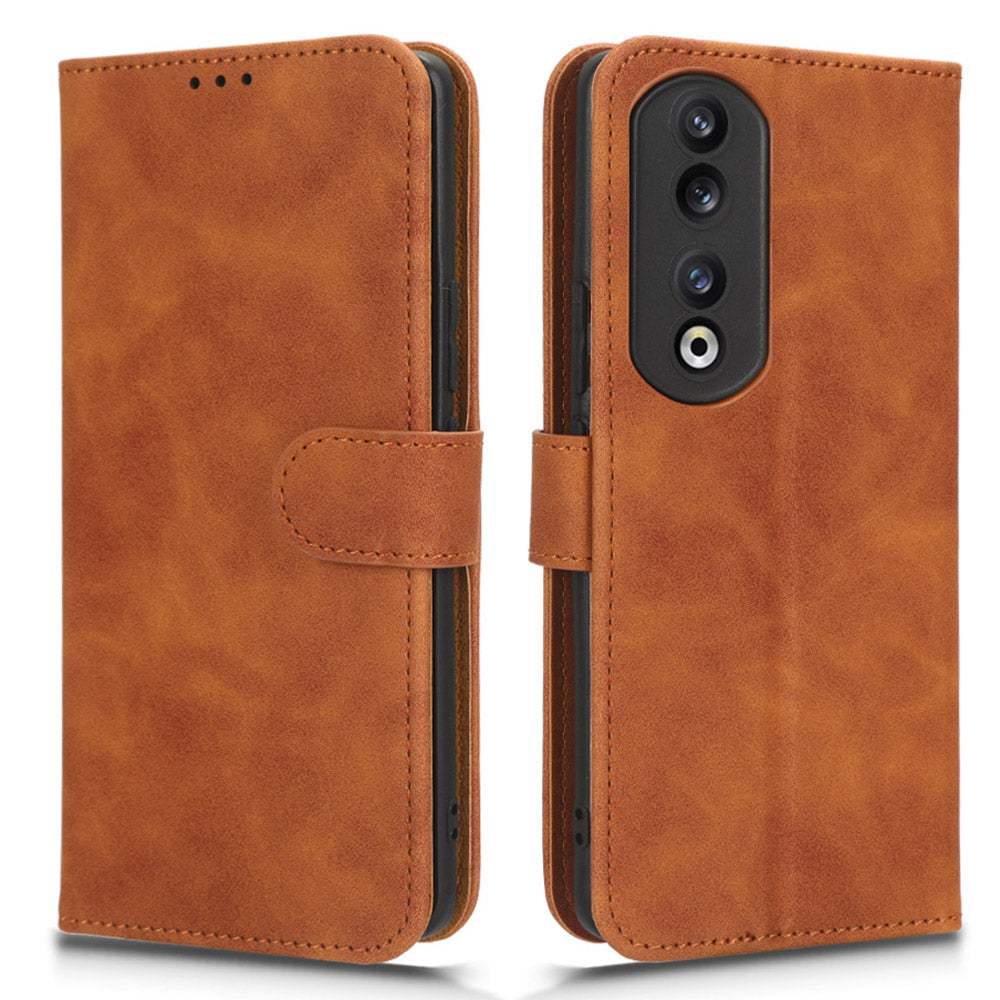 For Honor 90 Skin-touch Feeling PU Leather Phone Shell Wallet Cover Folding Stand Flip Phone Case