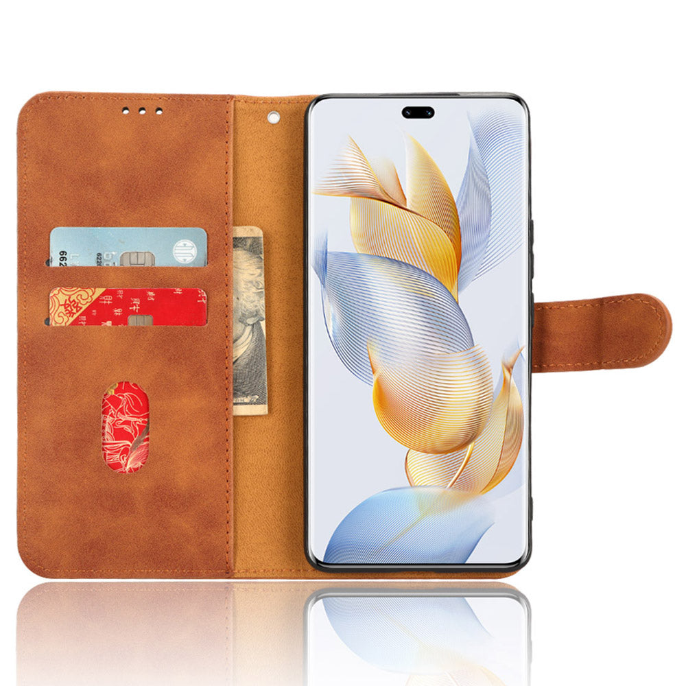 For Honor 90 Skin-touch Feeling PU Leather Phone Shell Wallet Cover Folding Stand Flip Phone Case