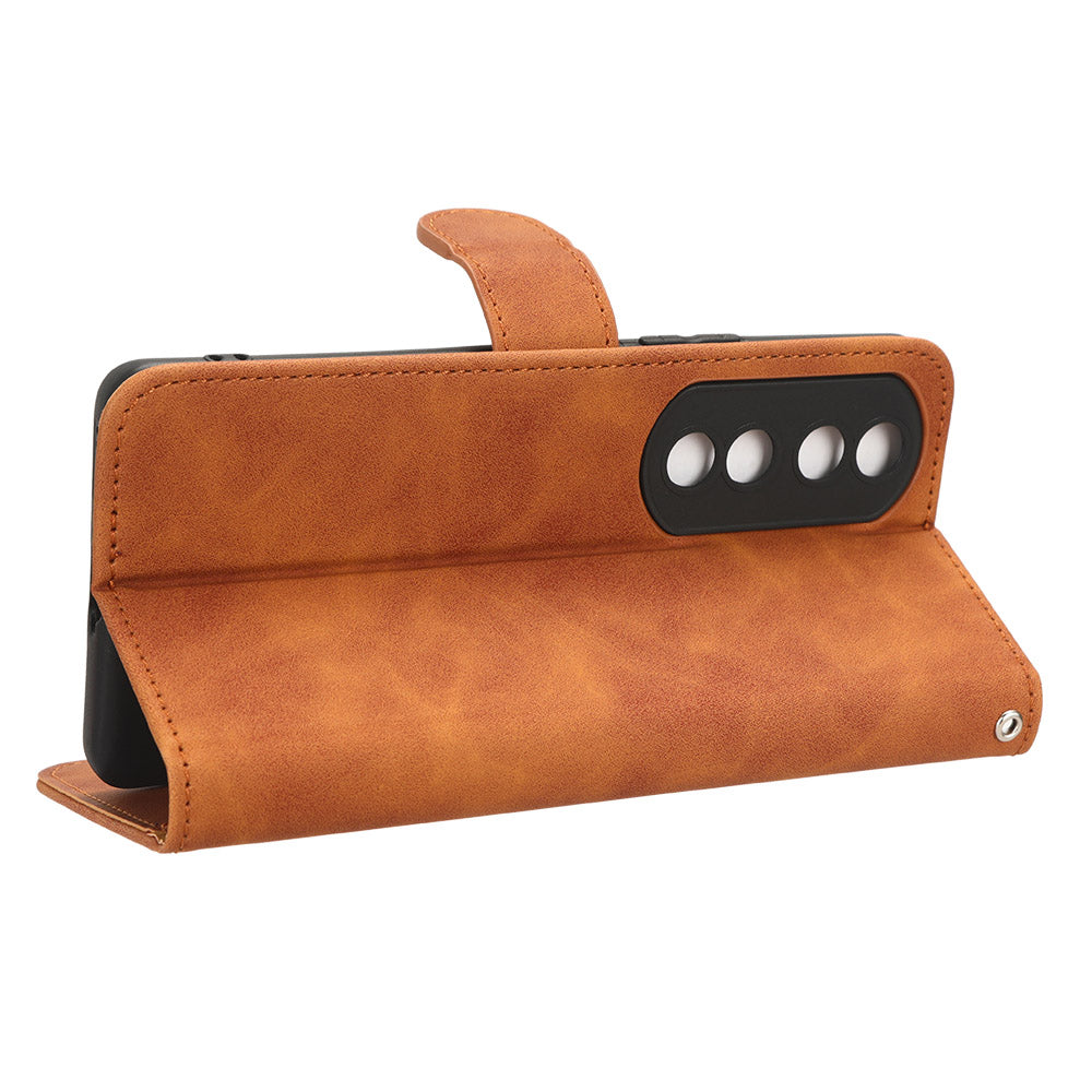 For Honor 90 Skin-touch Feeling PU Leather Phone Shell Wallet Cover Folding Stand Flip Phone Case