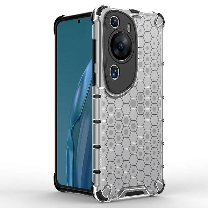 For Huawei P60 Art Anti-fingerprint Honeycomb Texture Phone Case Anti-drop TPU+PC Smartphone Cover