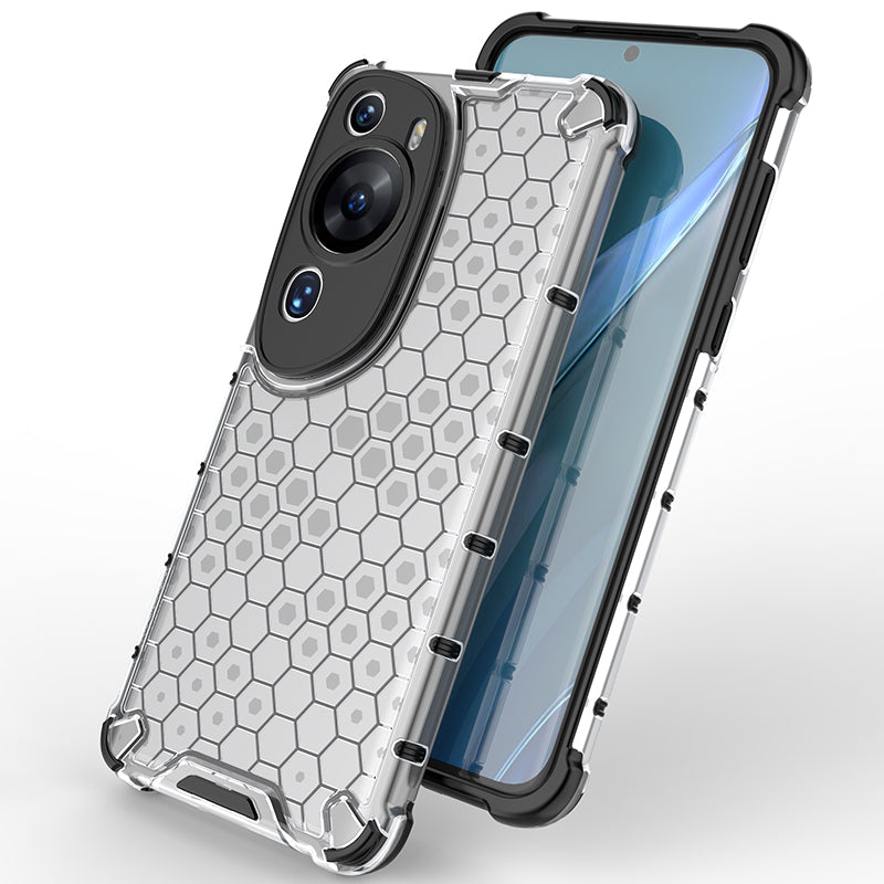 For Huawei P60 Art Anti-fingerprint Honeycomb Texture Phone Case Anti-drop TPU+PC Smartphone Cover