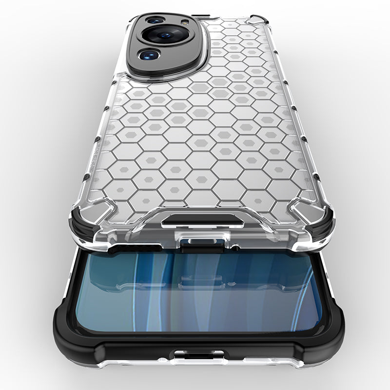 For Huawei P60 Art Anti-fingerprint Honeycomb Texture Phone Case Anti-drop TPU+PC Smartphone Cover