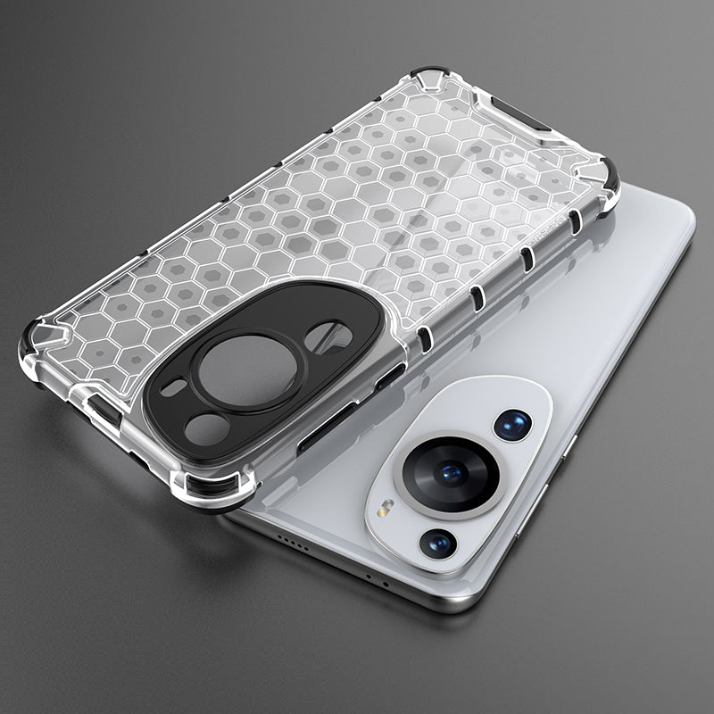 For Huawei P60 Art Anti-fingerprint Honeycomb Texture Phone Case Anti-drop TPU+PC Smartphone Cover