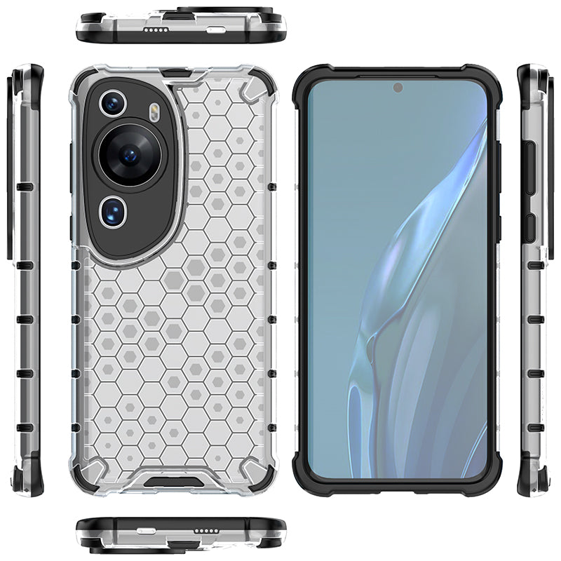 For Huawei P60 Art Anti-fingerprint Honeycomb Texture Phone Case Anti-drop TPU+PC Smartphone Cover