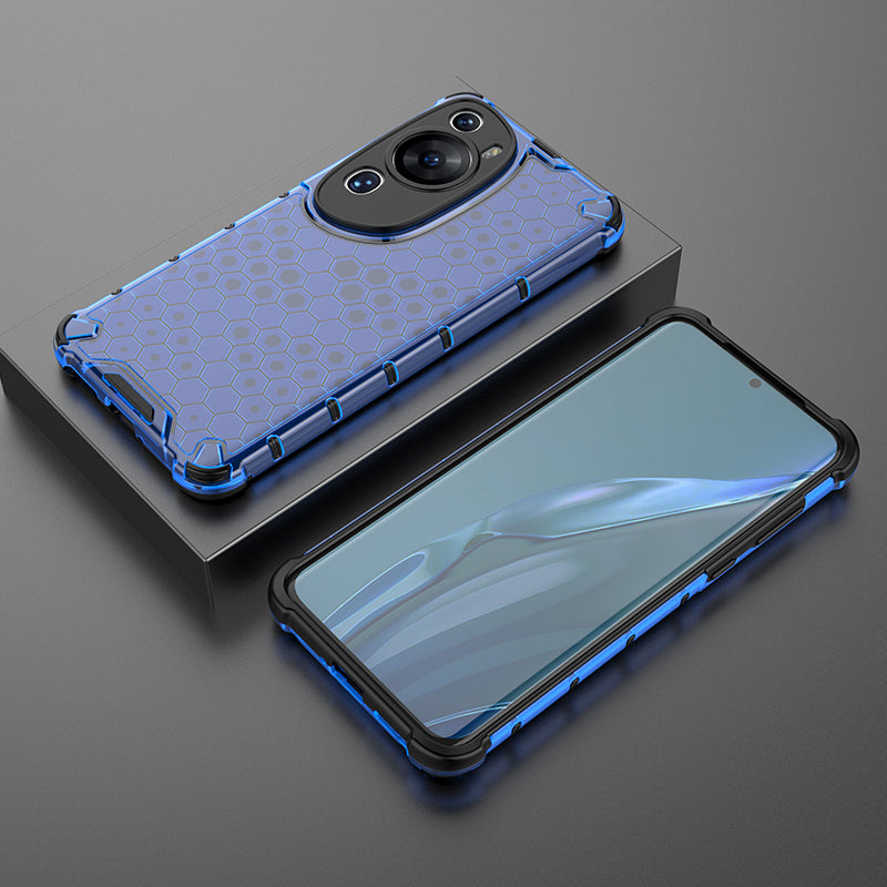 For Huawei P60 Art Anti-fingerprint Honeycomb Texture Phone Case Anti-drop TPU+PC Smartphone Cover