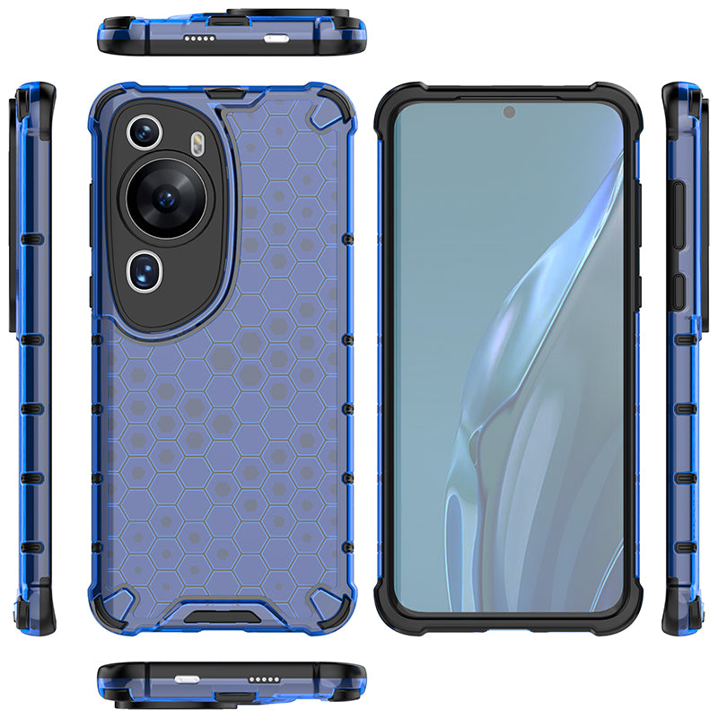 For Huawei P60 Art Anti-fingerprint Honeycomb Texture Phone Case Anti-drop TPU+PC Smartphone Cover