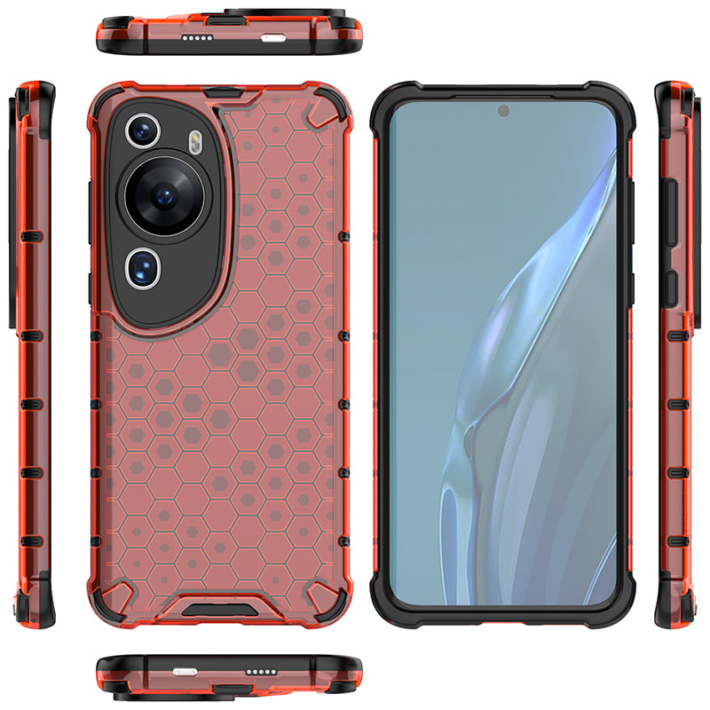 For Huawei P60 Art Anti-fingerprint Honeycomb Texture Phone Case Anti-drop TPU+PC Smartphone Cover