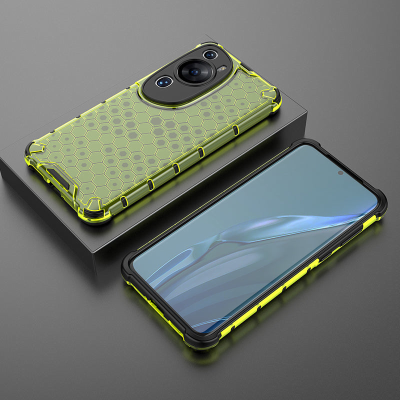 For Huawei P60 Art Anti-fingerprint Honeycomb Texture Phone Case Anti-drop TPU+PC Smartphone Cover