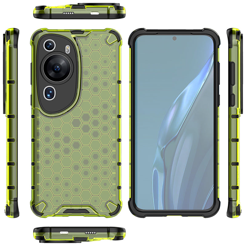 For Huawei P60 Art Anti-fingerprint Honeycomb Texture Phone Case Anti-drop TPU+PC Smartphone Cover