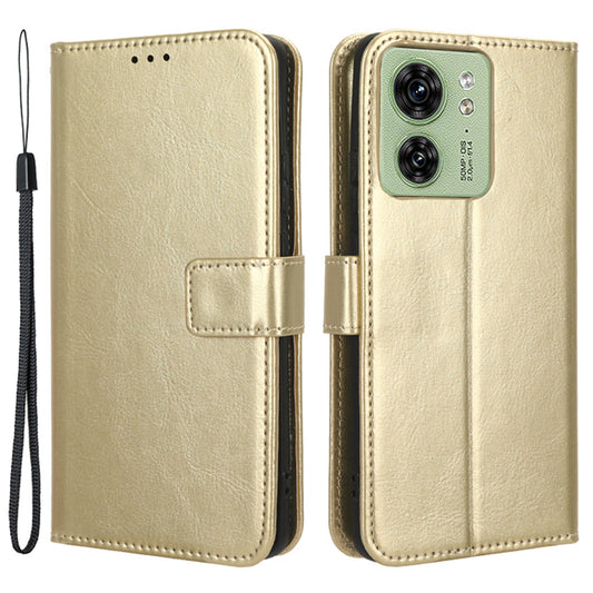 For Motorola Edge 40 5G Crazy Horse Texture TPU + PU Leather Case Wallet Phone Stand Cover with Strap