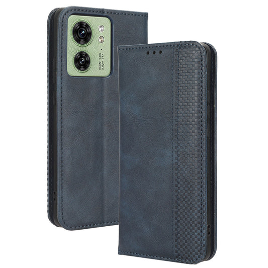 For Motorola Edge 40 5G Retro Stand PU Leather Magnetic Phone Case Wallet Anti-Scratch Mobile Phone Cover