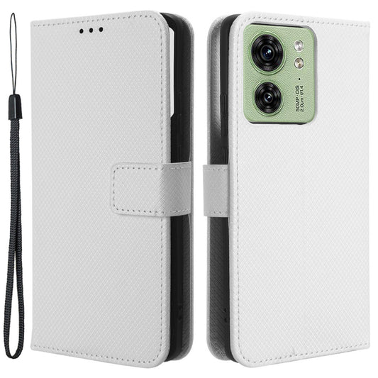 For Motorola Edge 40 5G Shockproof Wallet Phone Case Diamond Texture PU Leather Stand Cover