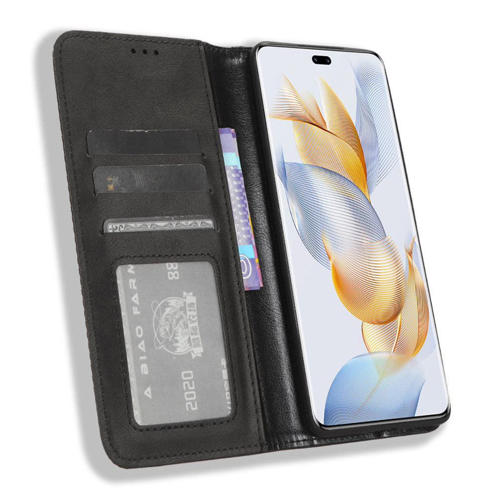 For Honor 90 Pro Wallet Anti-fall Retro Stand Mobile Phone Cover PU Leather Magnetic Case