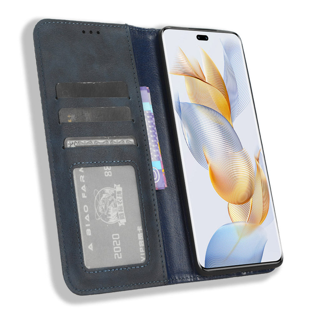 For Honor 90 Pro Wallet Anti-fall Retro Stand Mobile Phone Cover PU Leather Magnetic Case
