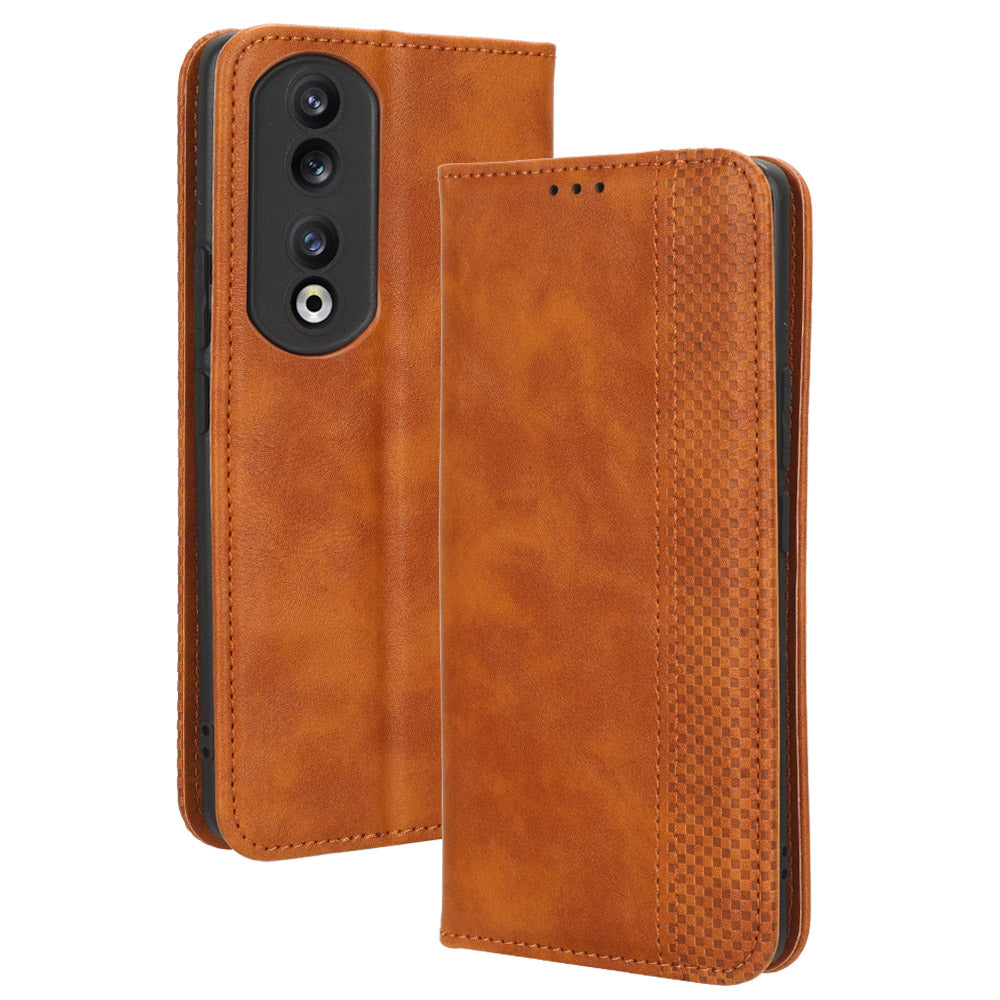 For Honor 90 Pro Wallet Anti-fall Retro Stand Mobile Phone Cover PU Leather Magnetic Case