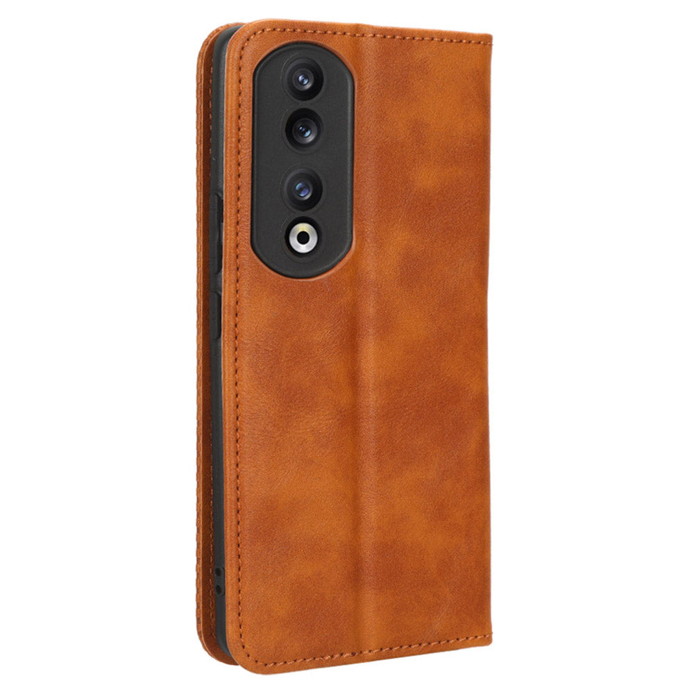 For Honor 90 Pro Wallet Anti-fall Retro Stand Mobile Phone Cover PU Leather Magnetic Case