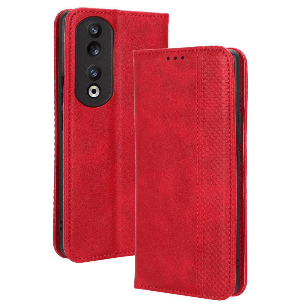 For Honor 90 Pro Wallet Anti-fall Retro Stand Mobile Phone Cover PU Leather Magnetic Case