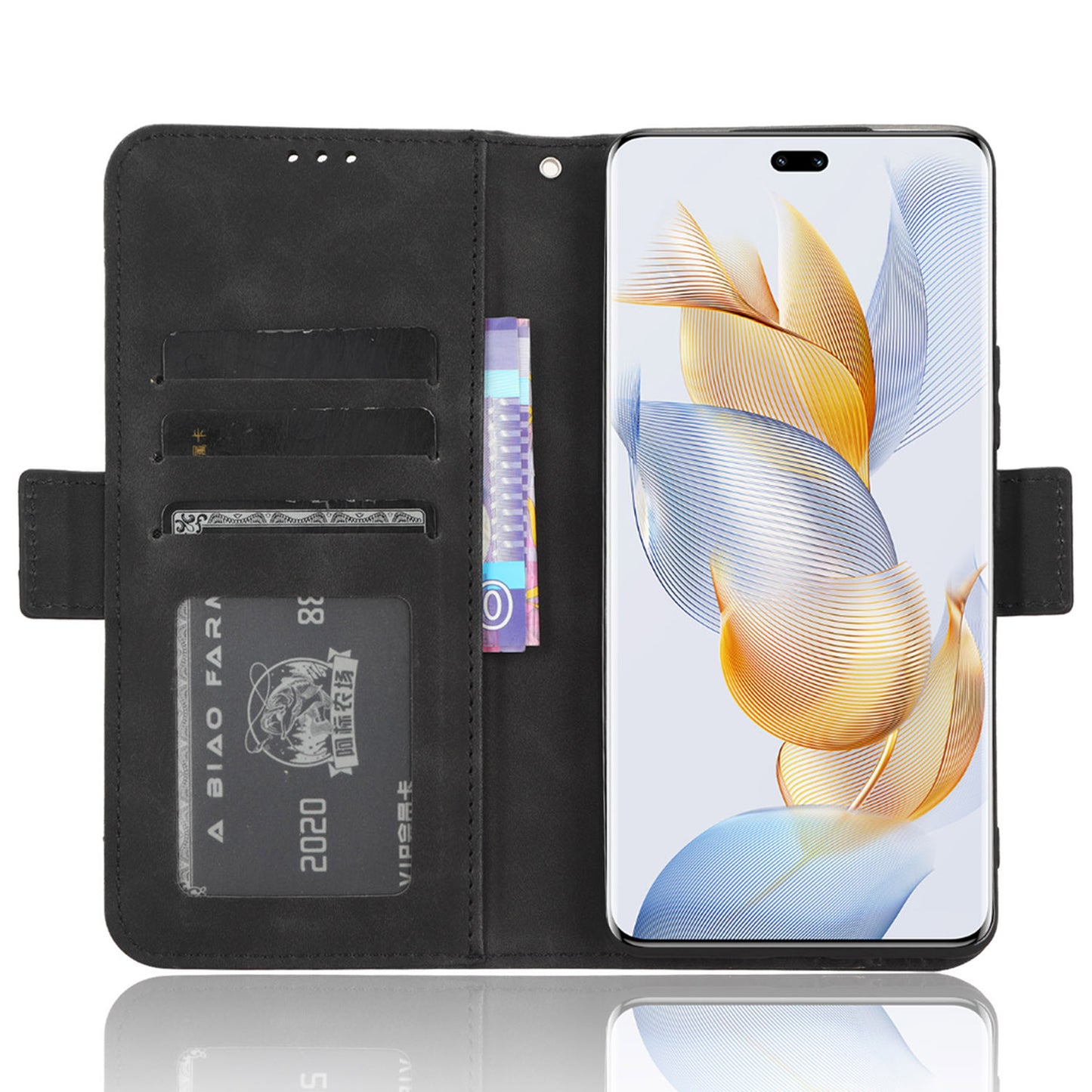For Honor 90 Pro PU Leather Wallet Multiple Card Slots Drop-proof Case Stand Phone Cover