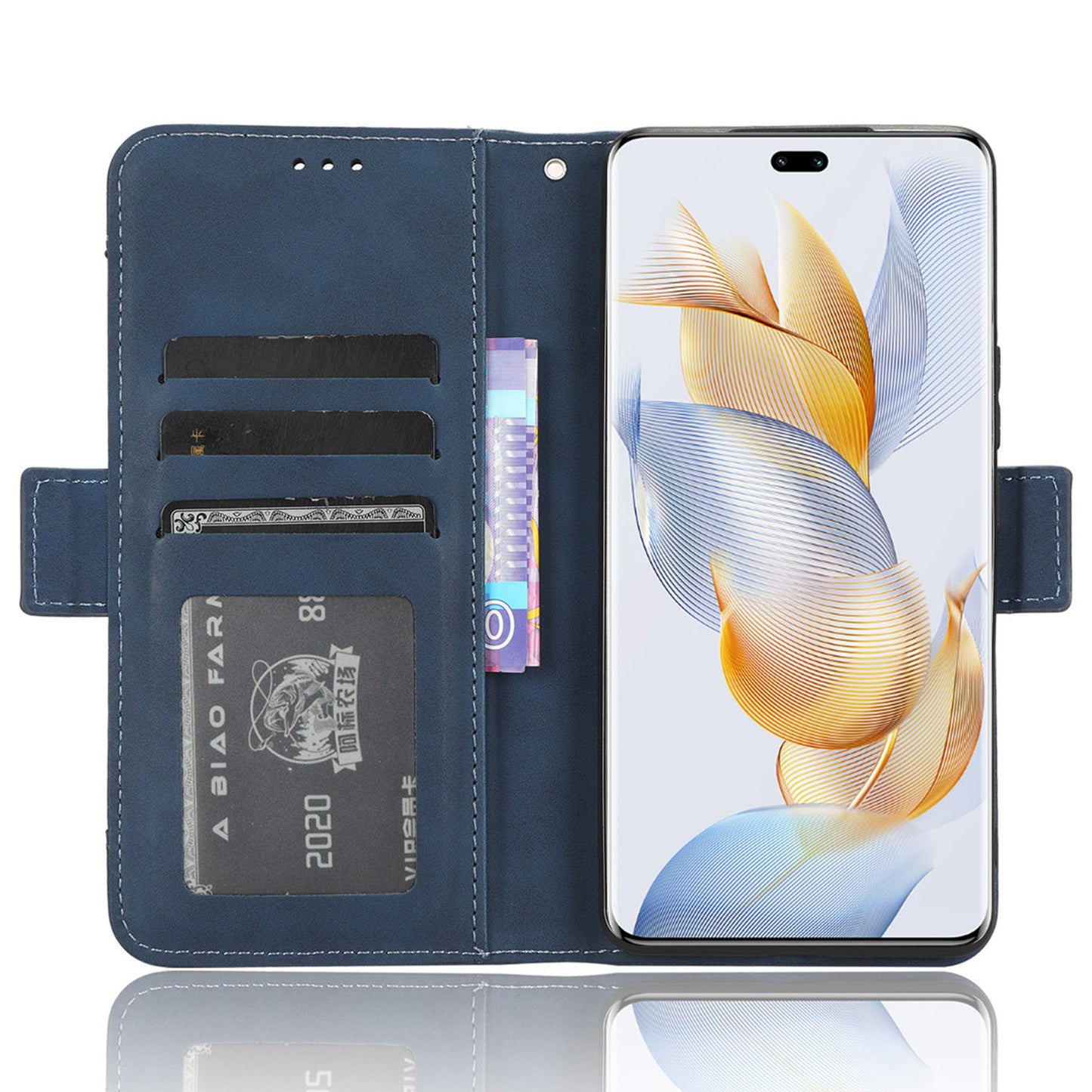 For Honor 90 Pro PU Leather Wallet Multiple Card Slots Drop-proof Case Stand Phone Cover