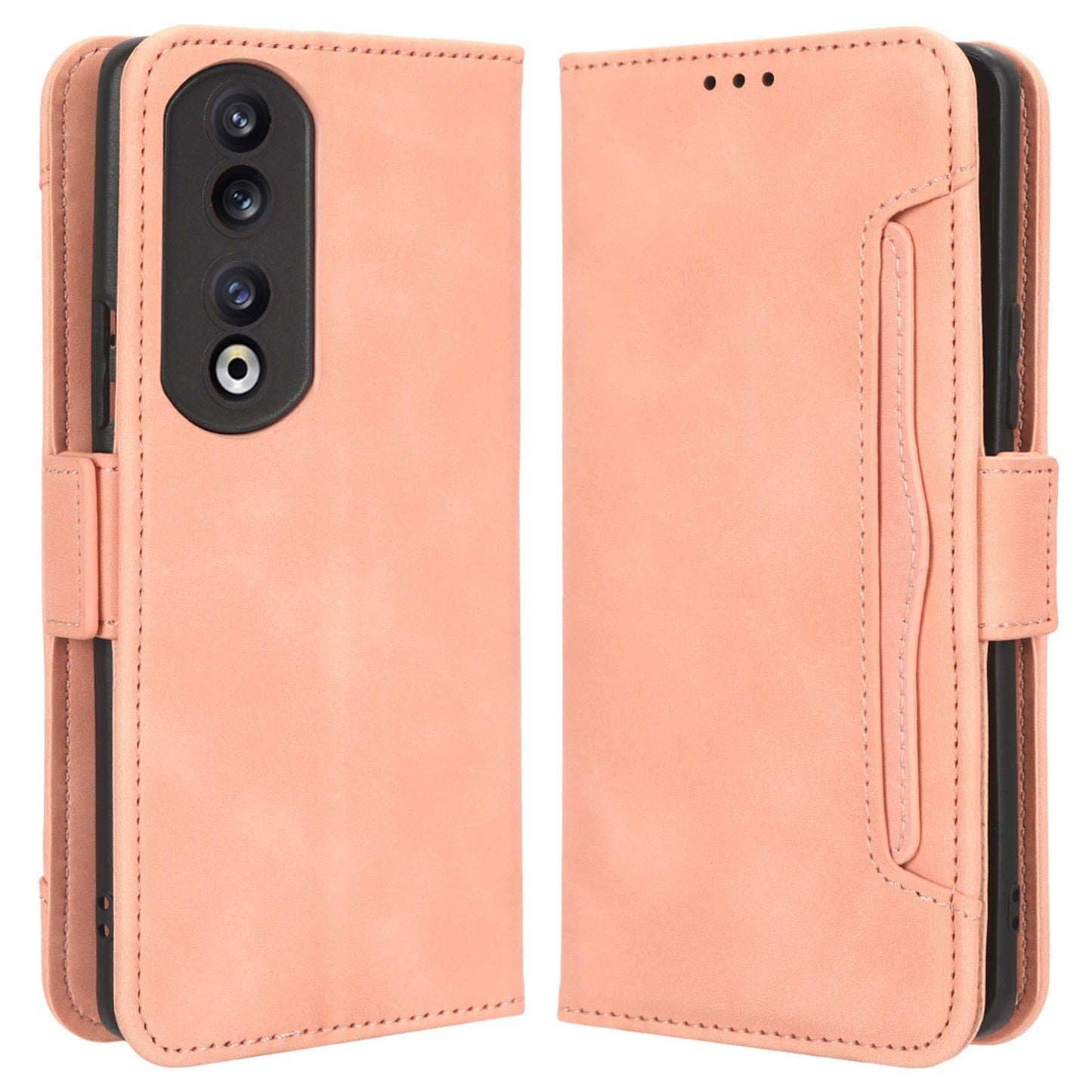 For Honor 90 Pro PU Leather Wallet Multiple Card Slots Drop-proof Case Stand Phone Cover