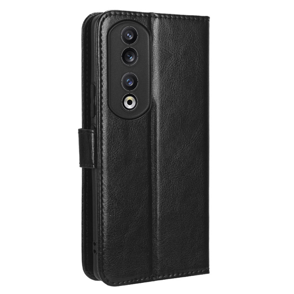 For Honor 90 Mobile Phone Cover PU Leather Flip Stand Case Crazy Horse Texture Magnetic Clasp Phone Shell