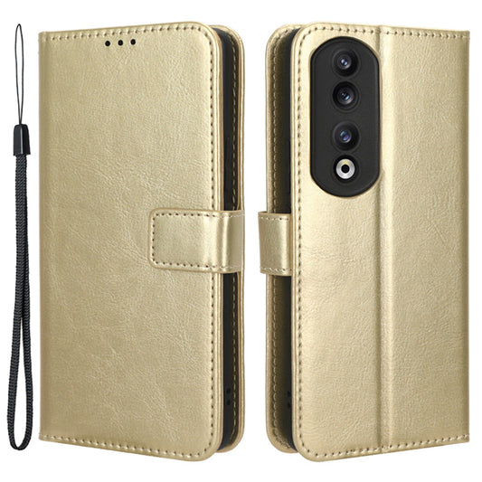 For Honor 90 Mobile Phone Cover PU Leather Flip Stand Case Crazy Horse Texture Magnetic Clasp Phone Shell