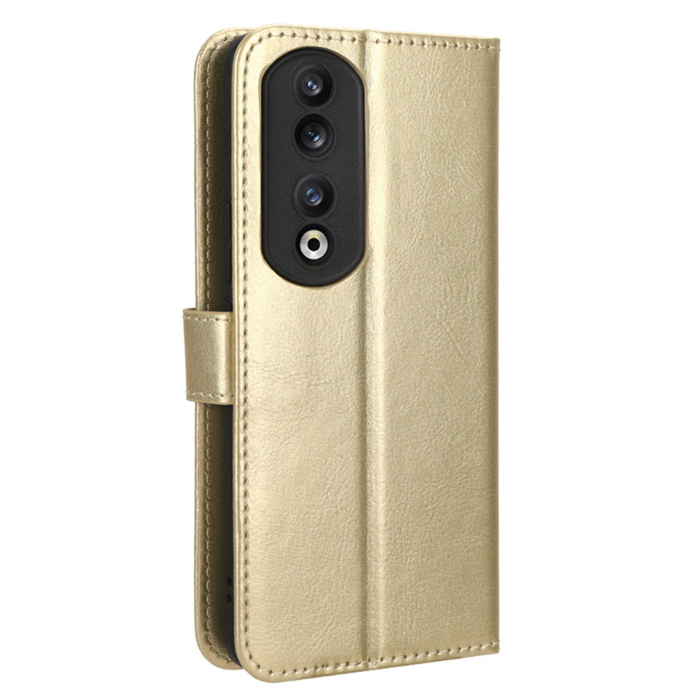 For Honor 90 Mobile Phone Cover PU Leather Flip Stand Case Crazy Horse Texture Magnetic Clasp Phone Shell