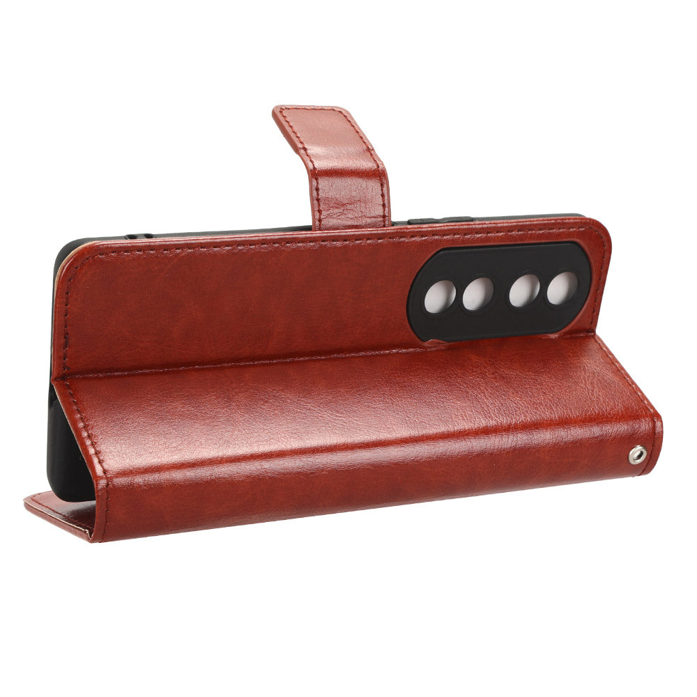 For Honor 90 Mobile Phone Cover PU Leather Flip Stand Case Crazy Horse Texture Magnetic Clasp Phone Shell