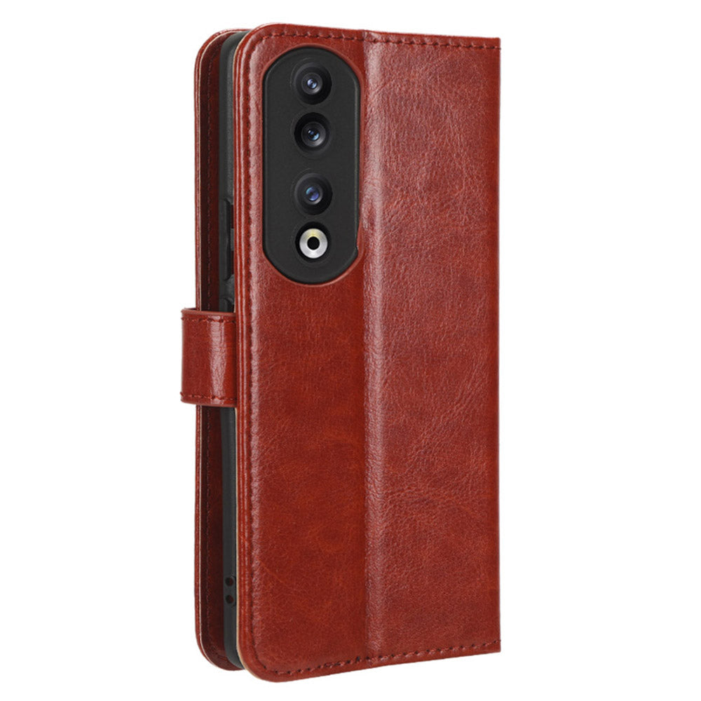 For Honor 90 Mobile Phone Cover PU Leather Flip Stand Case Crazy Horse Texture Magnetic Clasp Phone Shell