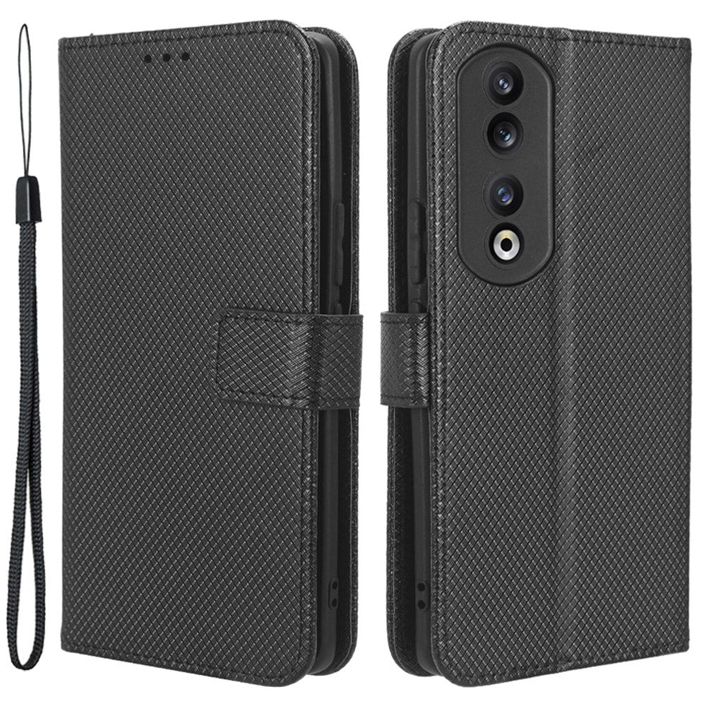 For Honor 90 TPU + PU Leather Cell Phone Case Stand Wallet Diamond Texture Cover
