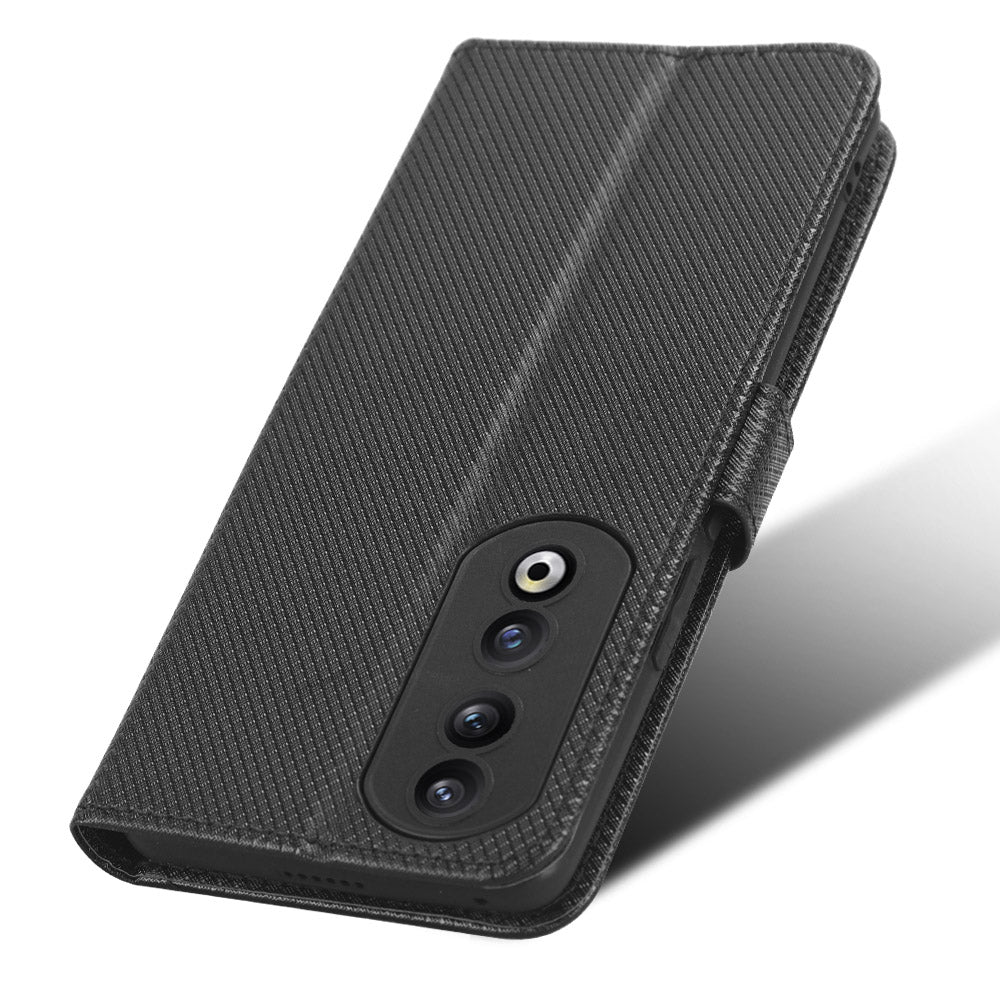 For Honor 90 TPU + PU Leather Cell Phone Case Stand Wallet Diamond Texture Cover