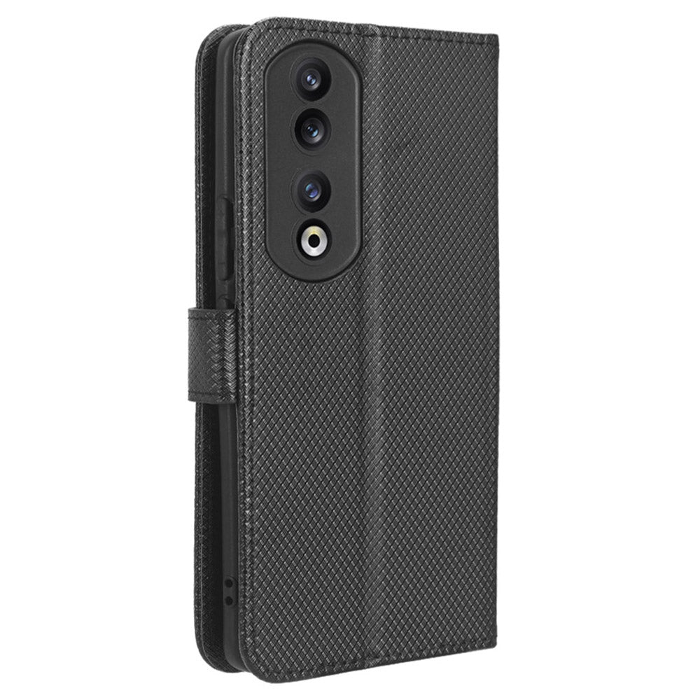 For Honor 90 TPU + PU Leather Cell Phone Case Stand Wallet Diamond Texture Cover