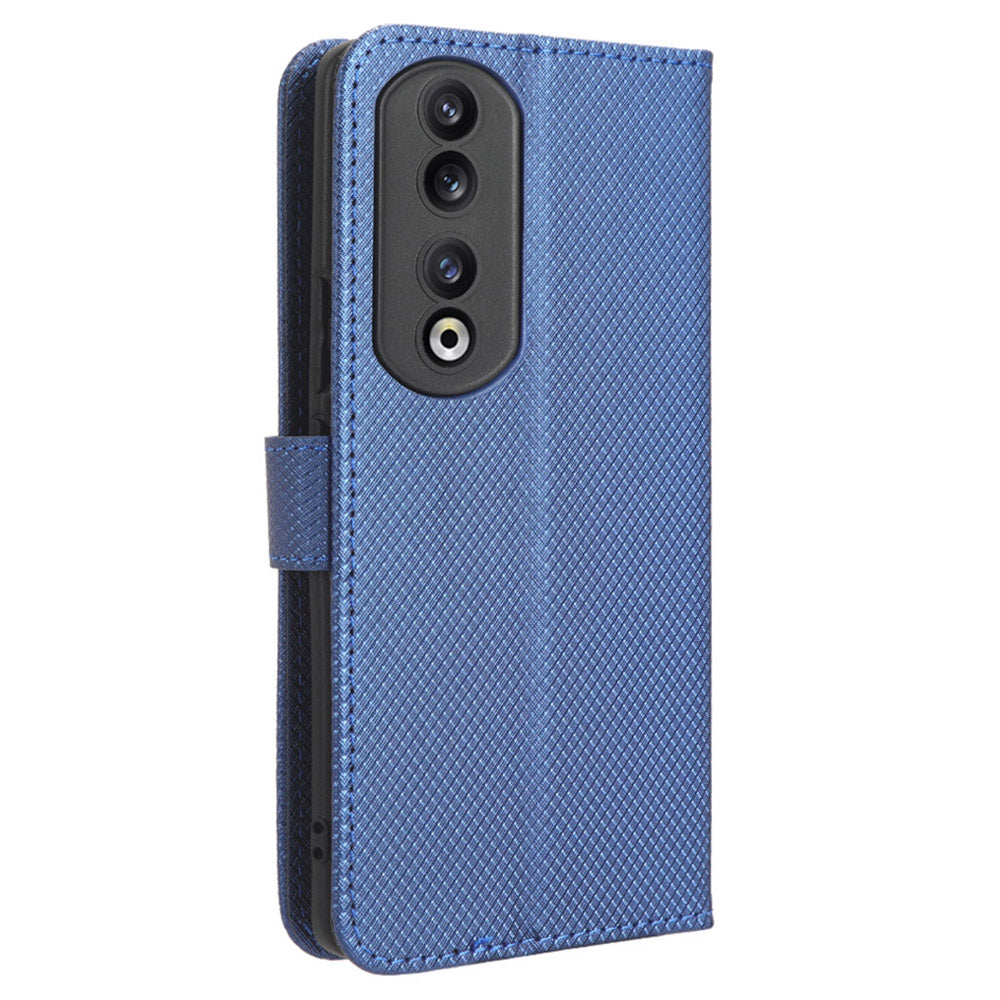 For Honor 90 TPU + PU Leather Cell Phone Case Stand Wallet Diamond Texture Cover