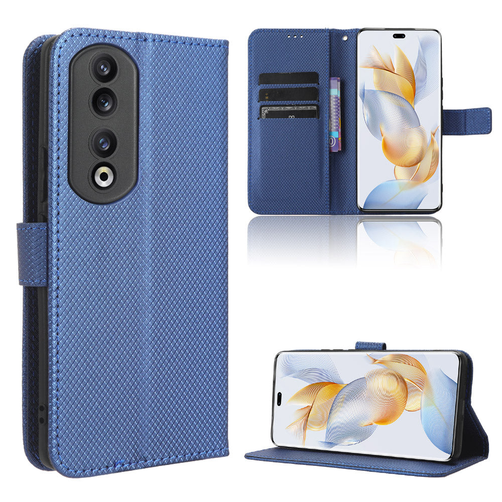 For Honor 90 TPU + PU Leather Cell Phone Case Stand Wallet Diamond Texture Cover